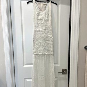 Nicole Miller Artelier  White Sleeveless Racer Back Sheer Bottom Gown